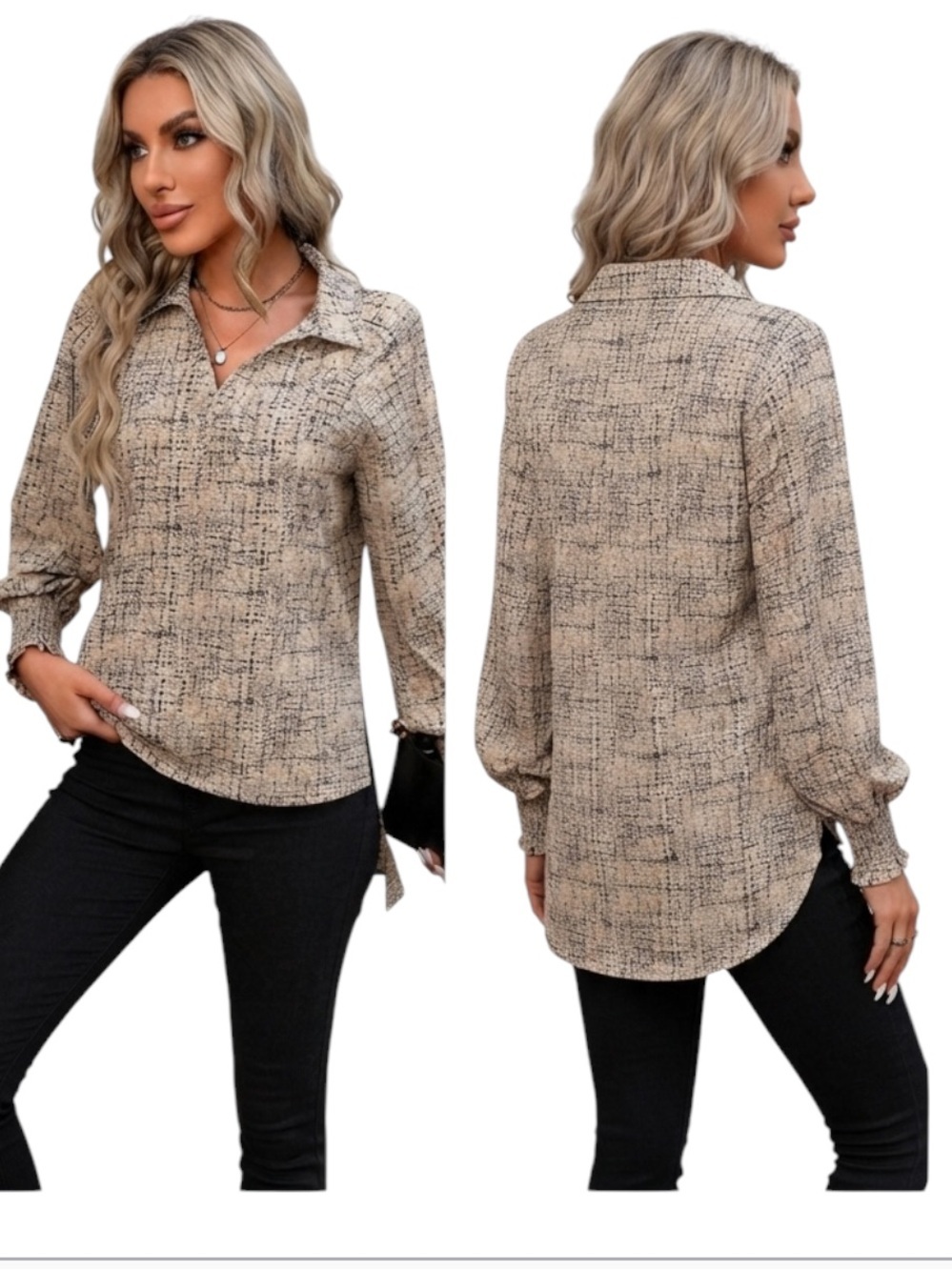 SHEIN LUNE Women'S Lantern Sleeve Long Sleeve Shirt size L new without โฆ